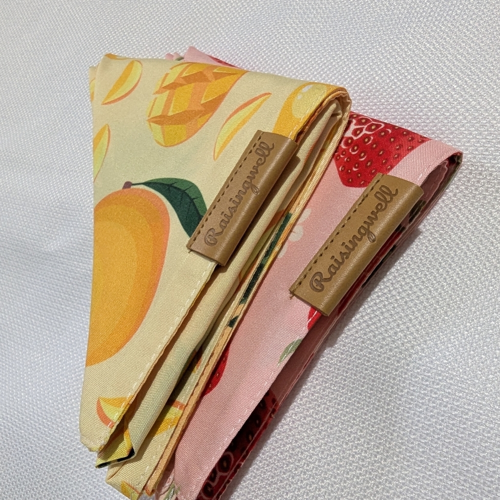 Raisingwell Pet Fruit Print Bandana Set-Yellow and Pink Reversible Size: XL - Picture 6 of 10
